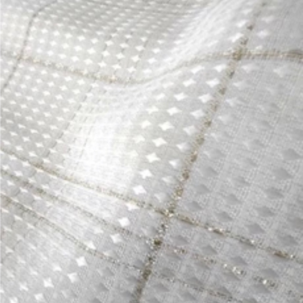 Vtg White Gold Tablecloth 120x60” With 7 Napkins Elegant Fashion Industries
